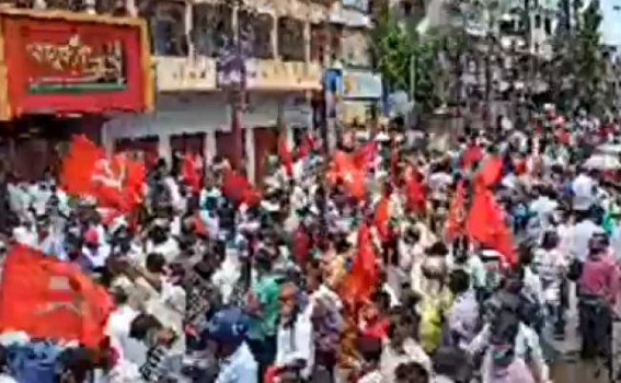 CPI-Mâ€™s massive Protest rocks Agartala, Manik Sarkar delivers a Firing Speech, thousands of people joined the Protest against BJP Govt 